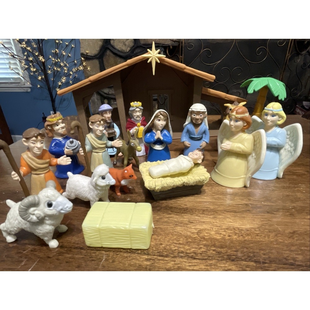 Nativity Manger  Children's 19 Pieces Tales Of Glory Plastic Nativity Play Set